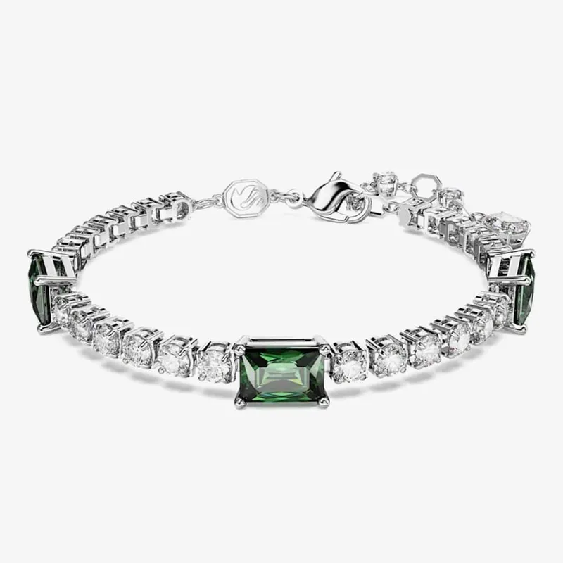 Swarovski Matrix Mixed Cuts Green and White Tennis Bracelet