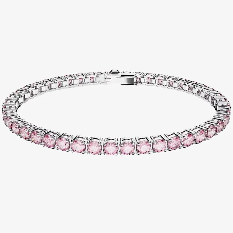 Swarovski Women's Matrix Pink Tennis Bracelet 5648931 M in Silver Size: 16.5cm - Silver