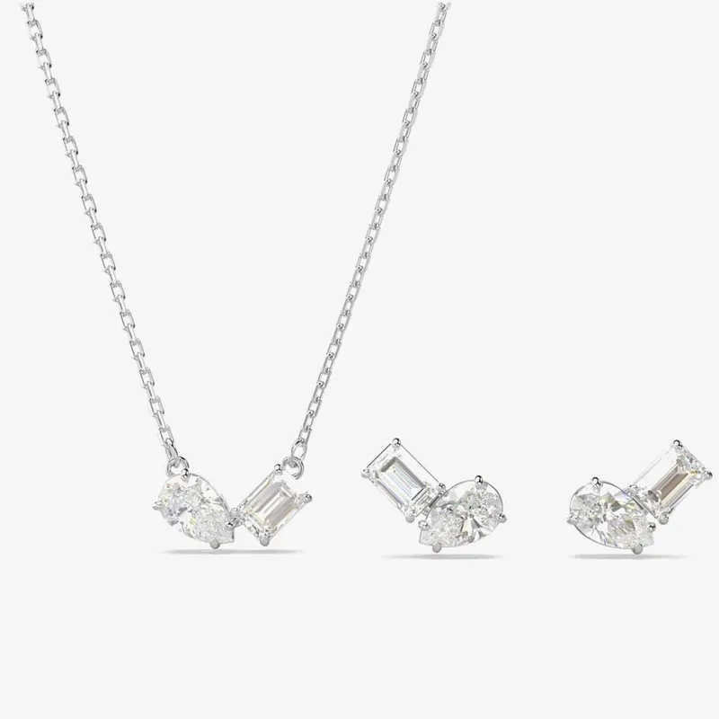Swarovski Women's Mesmera Mixed Cuts Rhodium Plated Jewellery Set 5665829 in Silver - Silver