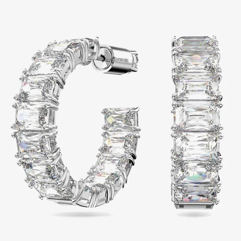 Swarovski Women's Millenia Crystal Hoop Earrings 5612673 in Silver Silver One Size