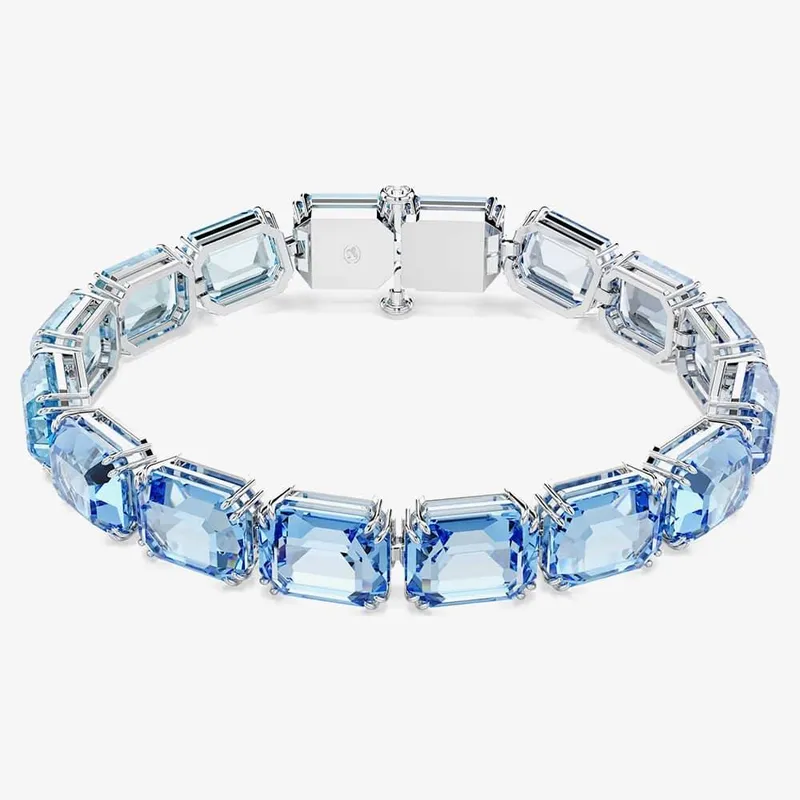 Swarovski Women's Millenia Rhodium Plated Blue Gradient Bracelet 5694135 Size: 17cm - Blue