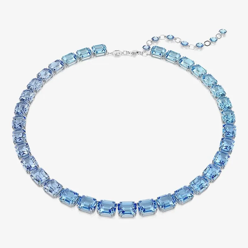 Swarovski Women's Millenia Rhodium Plated Blue Gradient Necklace 5694136 Size: 43cm - Blue