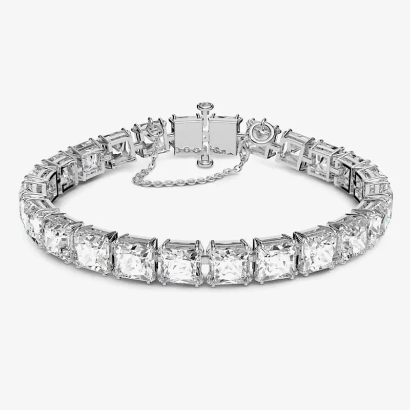Swarovski Women's Millenia Square White Crystal Bracelet 5599202 in Silver Size: 17cm - Silver