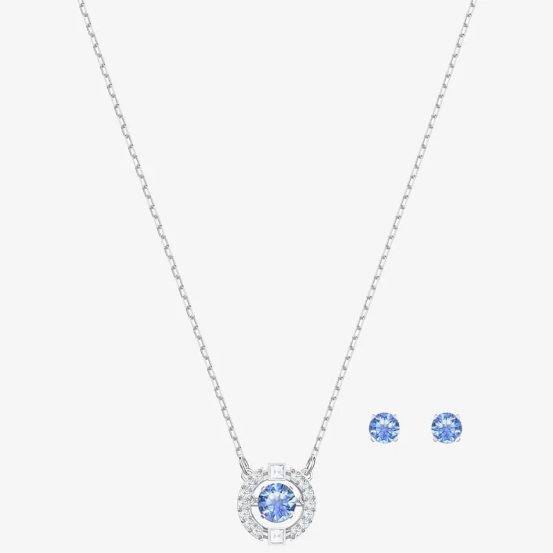 Swarovski Women's Sparkling Blue Crystal Pendant & Earring Set 5480485 - Blue
