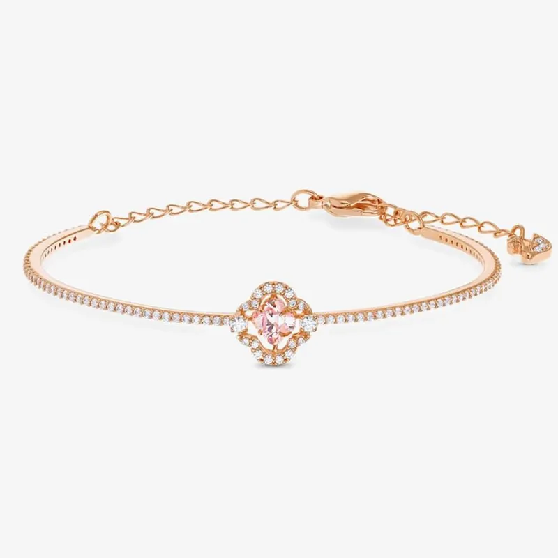 Swarovski Women's Sparkling Dance Rose Gold Tone Pink & White Crystal Bangle 5516476 M Size: Standard Rose Gold female