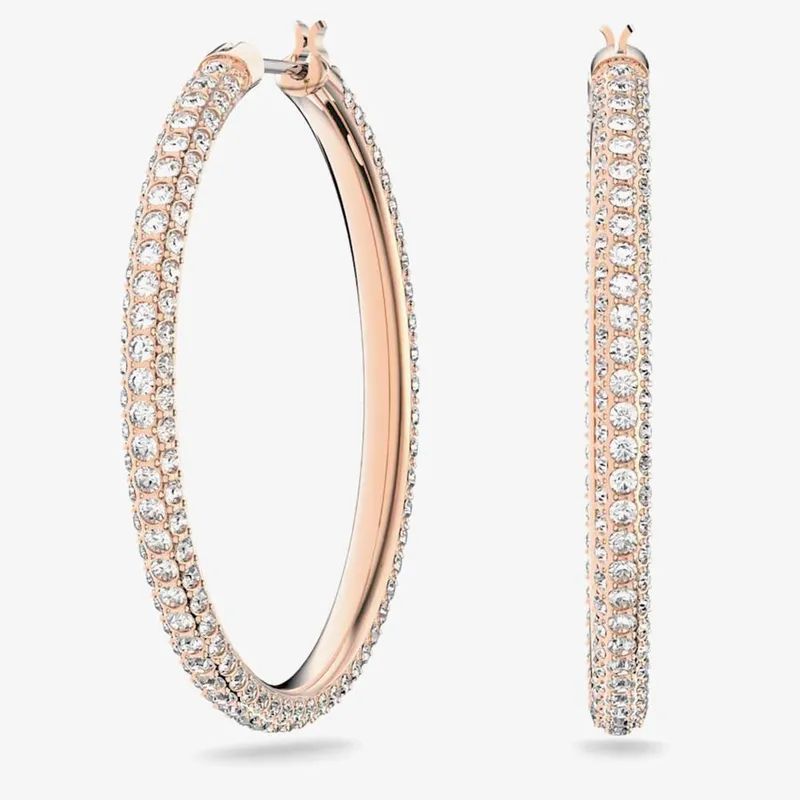 Swarovski Women's Stone Rose Gold Tone Crystal Hoops Earrings 5383938 - Rose Gold
