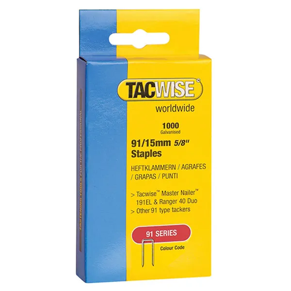 Tacwise 0768 91 Narrow Crown Staples 40mm - Electric Tackers Pack 1000