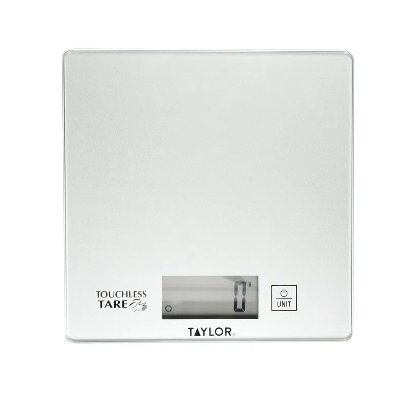 Taylor Compact Digital Kitchen Scales with Touchless Tare in Gift Box, Glass / Plastic - Silver Silver