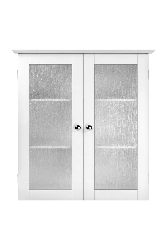 Teamson Home Bathroom Connor Wall Cabinet With 2 Glass Doors White White