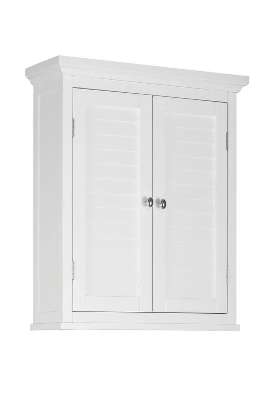 Teamson Home Bathroom White Wooden Double Door Wall Cabinet White