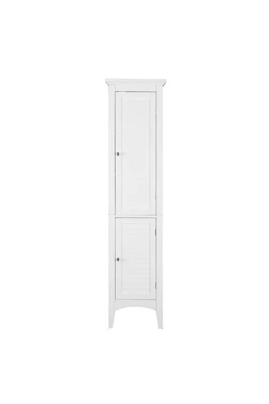 Teamson Home Bathroom White Wooden Free Standing Tall Cabinet White