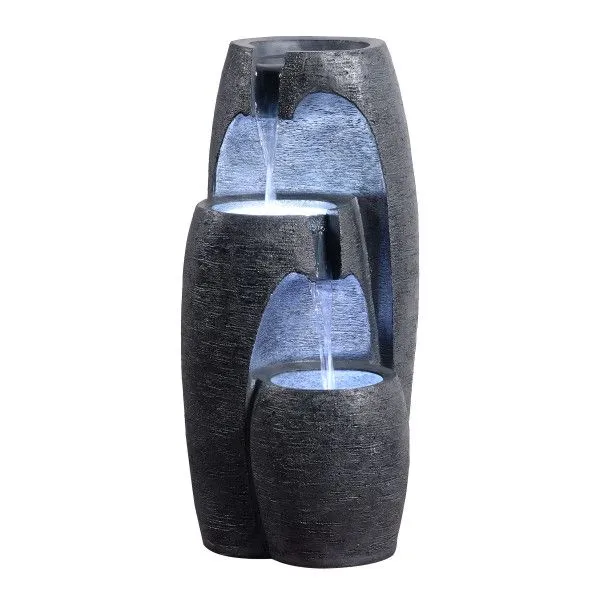 Teamson home Weather Resistant Floor Fountain with Light Black 70cm H X 36cm W X 35cm D