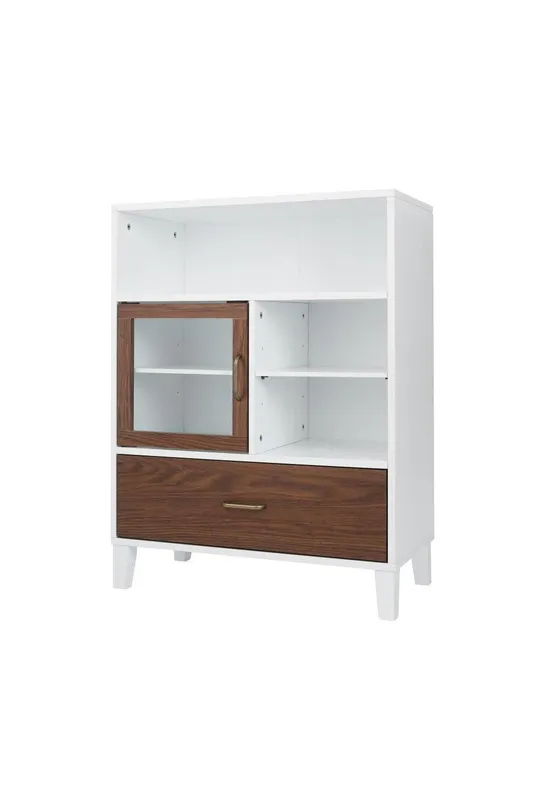Teamson Home Tyler Wooden Bathroom Free Standing Storage Cabinet in White White
