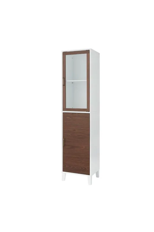Teamson Home Tyler Wooden Bathroom Linen Tower Floor Tall Cabinet in White White