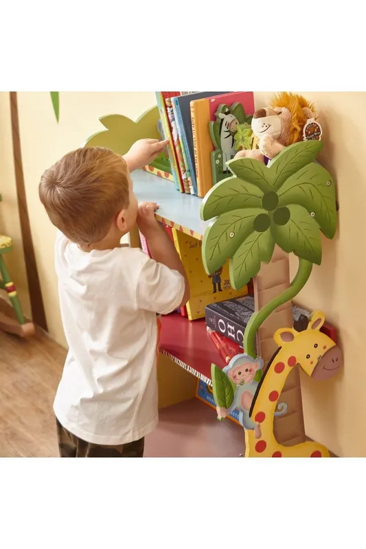 Teamson Kids Fantasy Fields Large Sunny Safari Kids Bookshelf Bookcase Multicolor