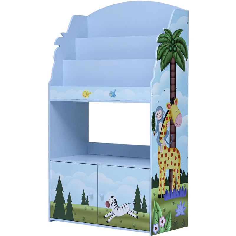 Teamson Kids Fantasy Fields Sunny Safari Kids 3-tier Wooden Bookcase & Storage Multicolor