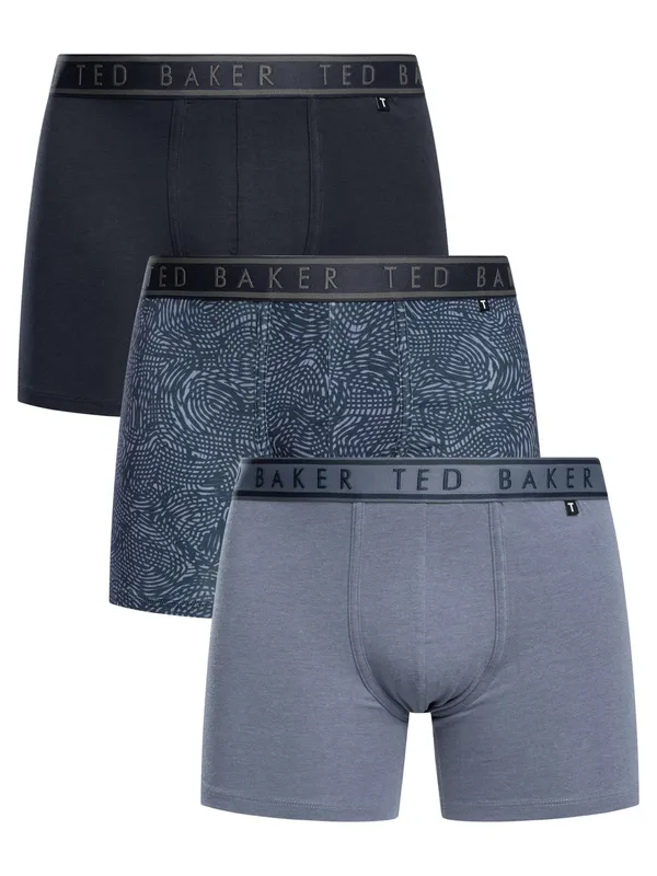 Ted Baker 3 Pack Boxer Briefs - Blue/Pattern/Navy - Male - Size: S