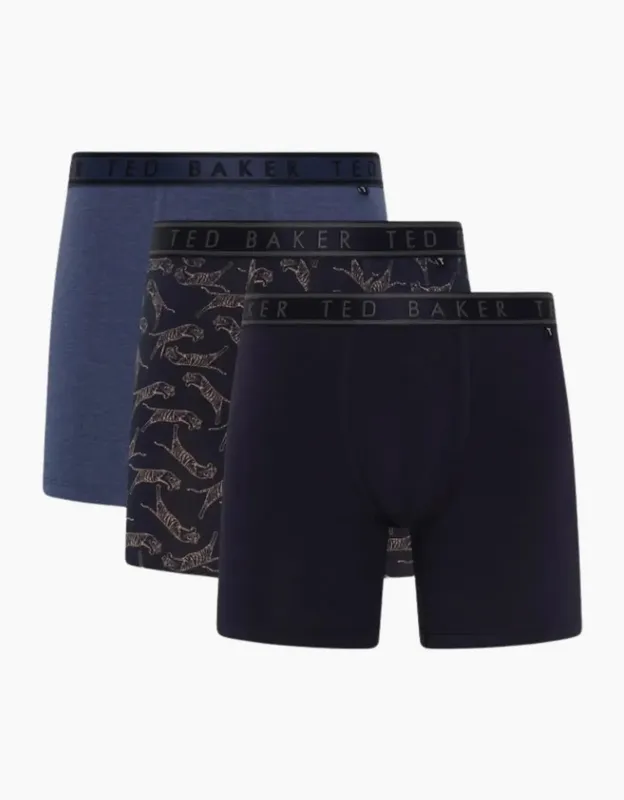 Ted Baker 3 Pack Boxer Briefs - Navy/Pattern/Denim