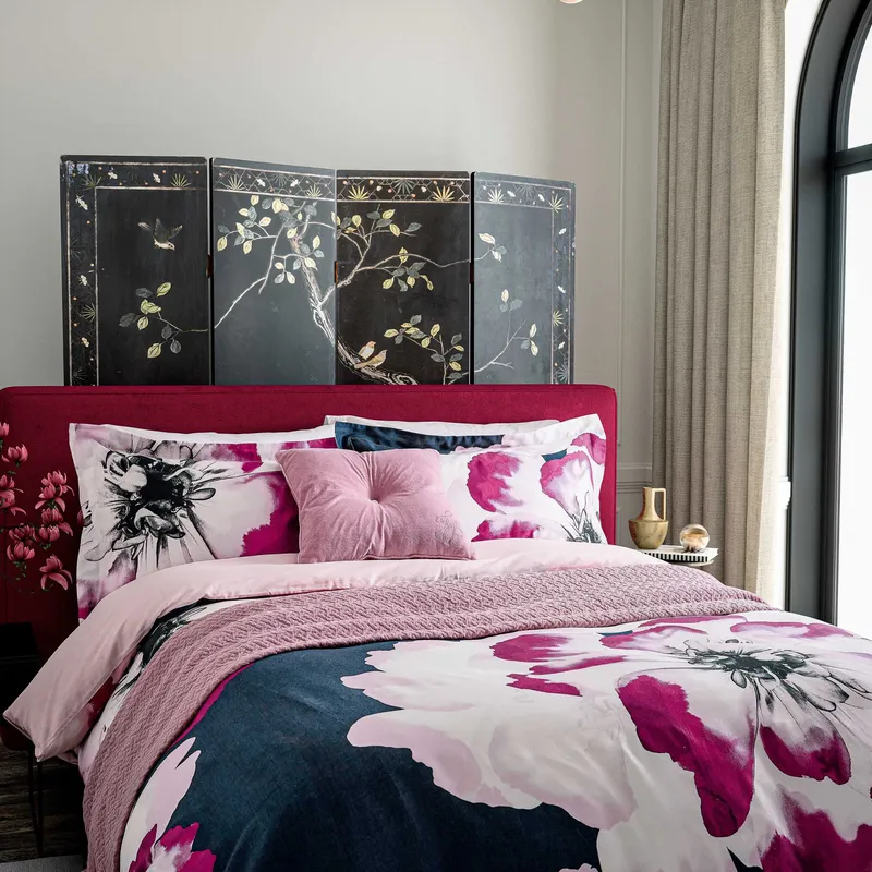 Ted Baker 'Inky Bloom' Cotton Duvet Cover Set in Navy Size: Super King Navy Super King