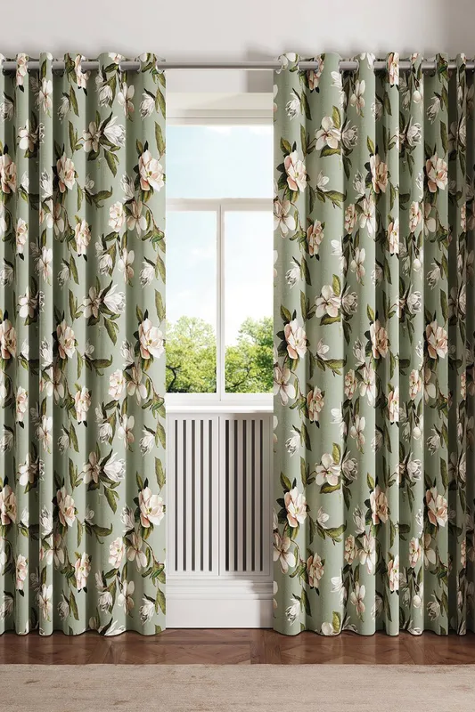 Ted Baker Opal Floral Lined Curtains 66" x 90", Sage