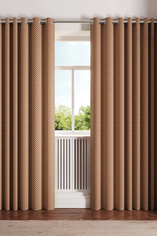 Ted Baker Palm Geo Lined Curtains 66" x 90", Terracotta