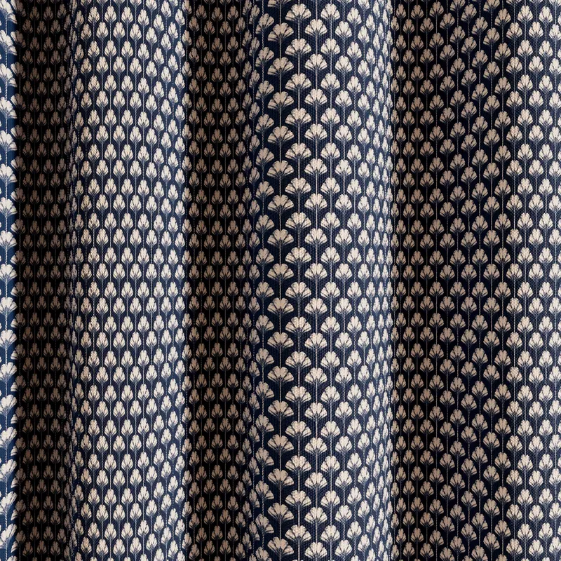 Ted Baker Palm Geo Lined Curtains 66" x 90", Navy
