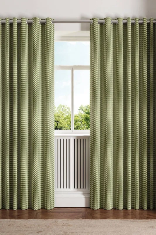 Ted Baker Palm Geo Lined Curtains 90" x 90", Green