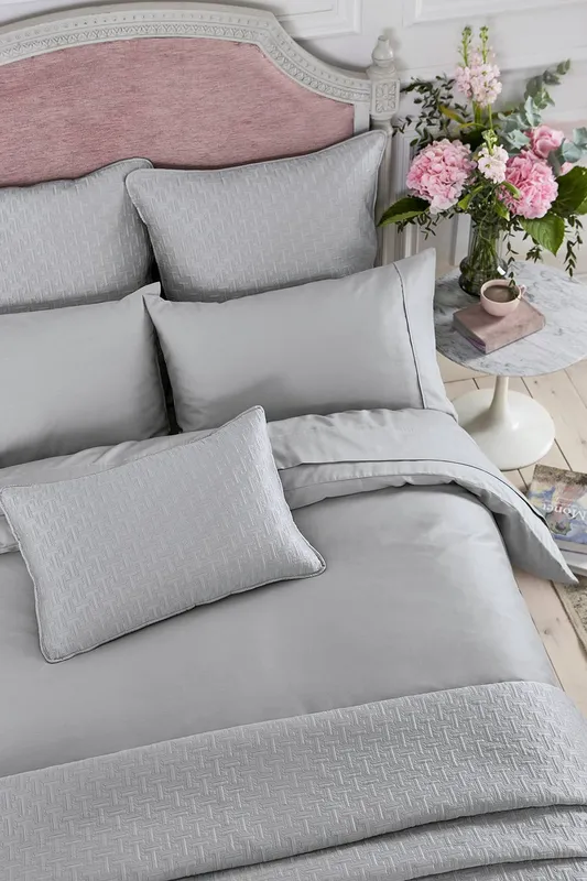 Ted Baker 250 Thread Count Plain Dye Double Duvet Cover, Silver