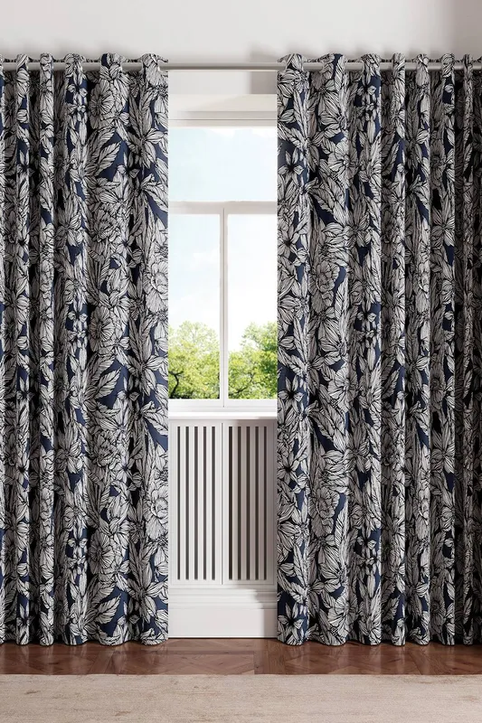 Ted Baker Vietnm Lined Curtains 90" x 54", Navy