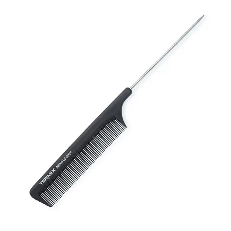 Termix Unisex Carbon Anti-Static Metal Rat Tail Comb - 821 21.5cm in Black Black female