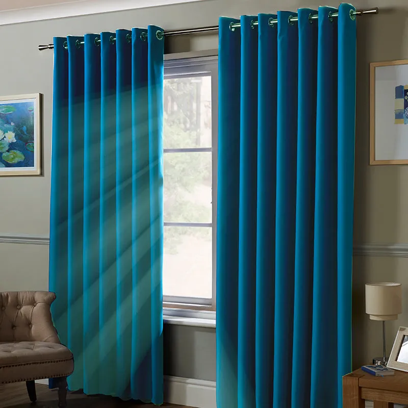 Terrys Blackout Ready Made Eyelet Curtains Blue