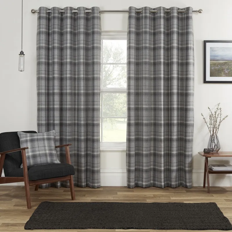 Terrys Carnoustie Blackout Ready Made Eyelet Curtains Grey