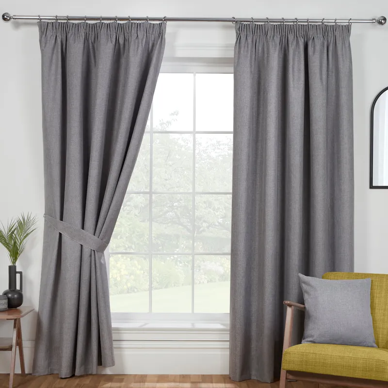 Terrys Eclipse Blackout Ready Made Pencil Pleat Curtains Pewter