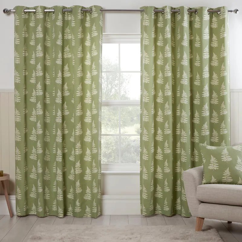 Terrys Esher Ready Made Eyelet Curtains Green