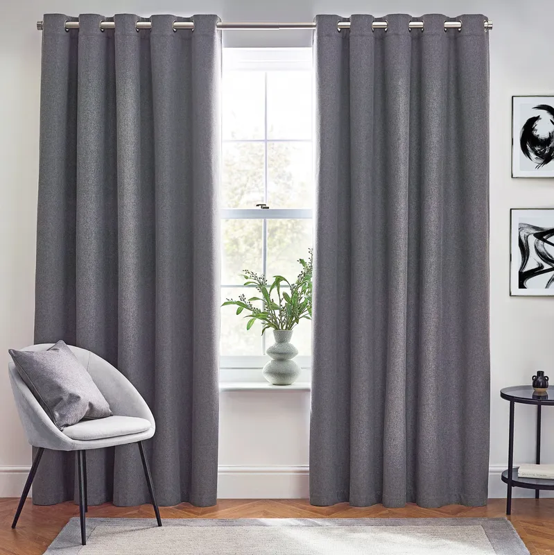 Terrys Furn Dawn Thermal Blackout Ready Made Eyelet Curtains Charcoal