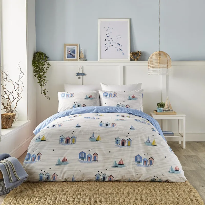 Terrys Fusion Beach Huts Duvet Cover Bedding Set Blue