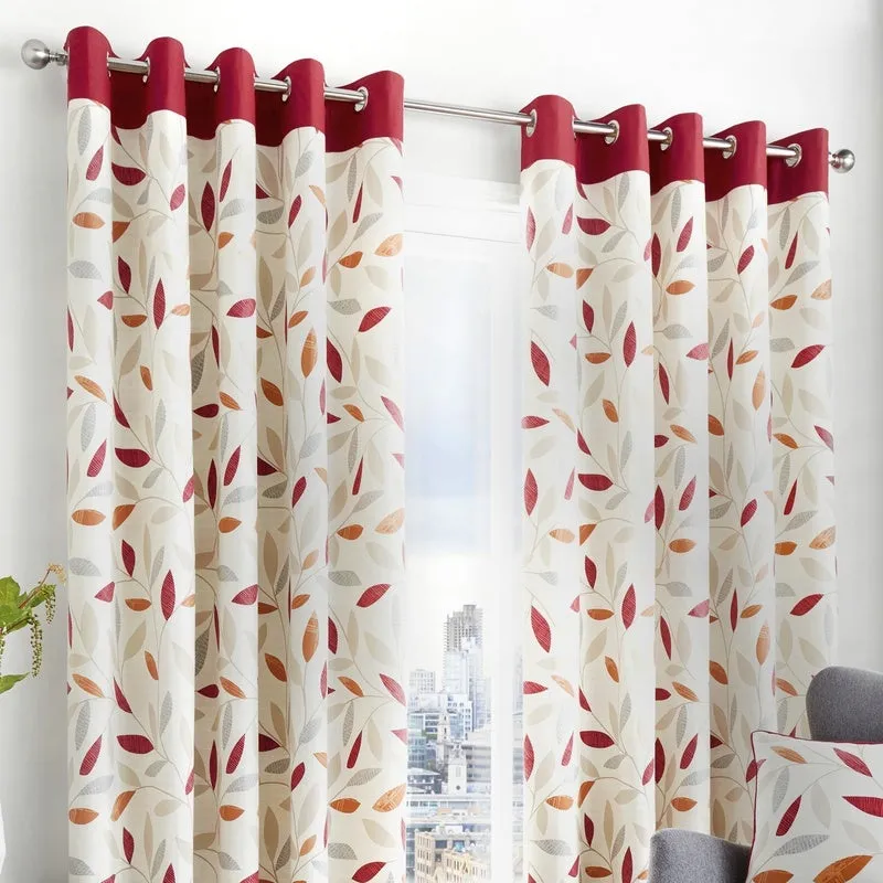 Terrys Fusion Beechwood Ready Made Eyelet Curtains Red