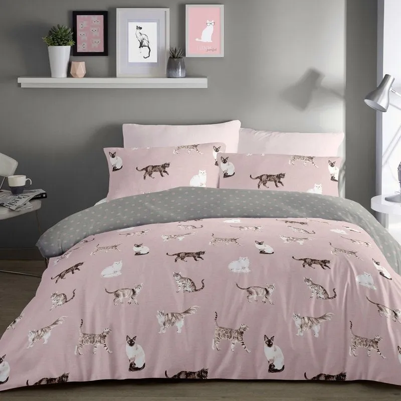Terrys Fusion Cats Duvet Cover Bedding Set Blush