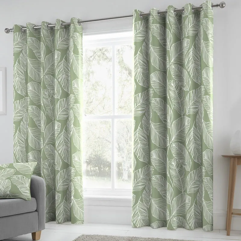 Terrys Fusion Matteo Ready Made Eyelet Curtains Green