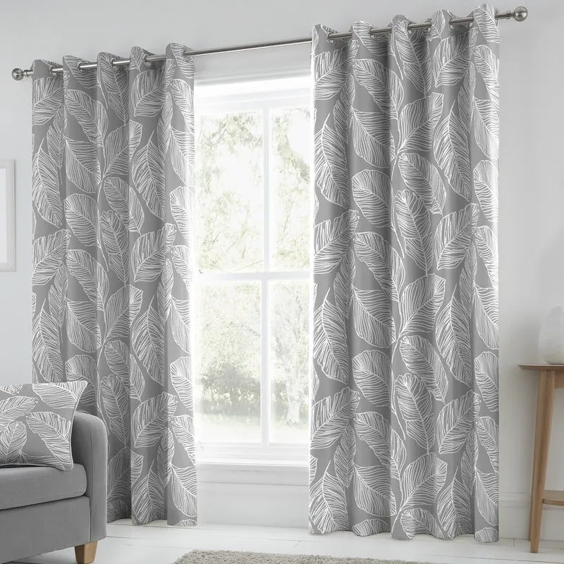 Terrys Fusion Matteo Ready Made Eyelet Curtains Grey
