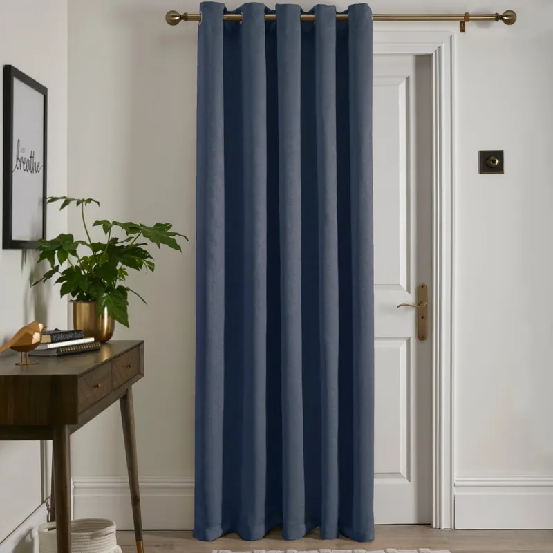 Terrys Fusion Strata 66x84 Eyelet Door Curtain Navy
