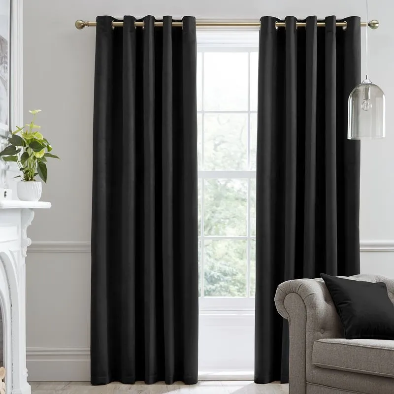 Terrys Laurence Llewelyn-Bowen Montrose Ready Made Eyelet Blackout Curtains Black