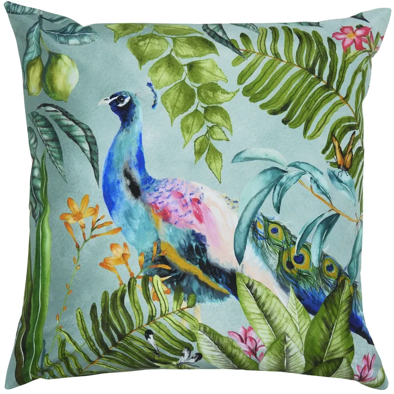 Terrys Peacock Outdoor Filled Cushion 43cm x 43cm Multi