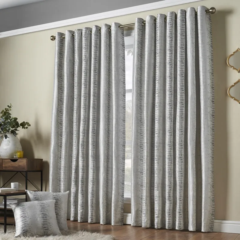 Terrys Reflections Ready Made Eyelet Curtains Silver