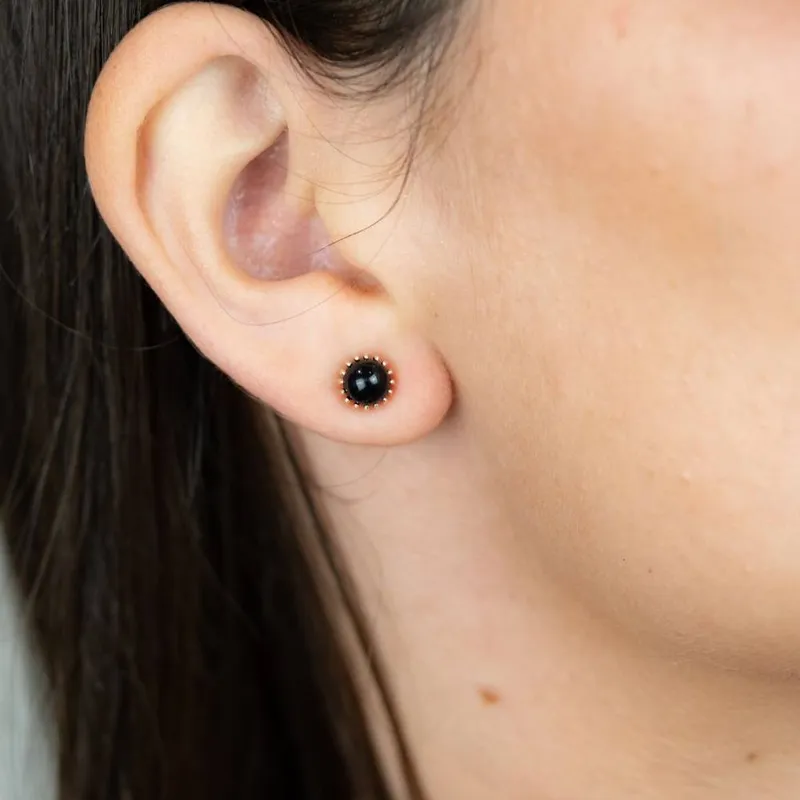 The Colourful Aura Unisex Black Small Round Ball Studs Dot Earrings - Black