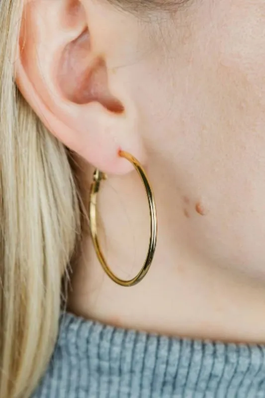 The Colourful Aura Women's 40MM Gold Large Minimal Pipe Hoop Earrings - Gold