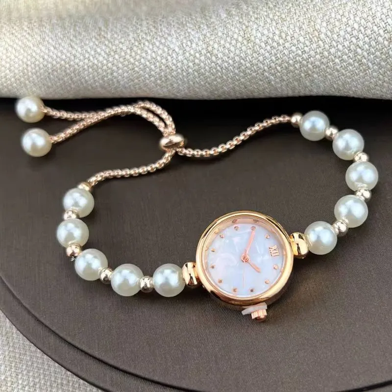 The Colourful Aura Women's Elegant Beaded Dial Bracelet Watch in White White female
