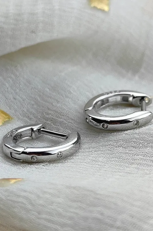 The Colourful Aura Women's Sterling Silver Round Zircon Hoop Earrings - Silver
