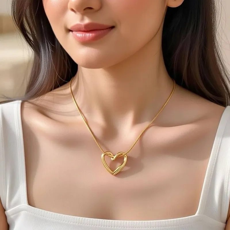 The Colourful Aura Women's Timeless Love Gold Heart Necklace - Gold - Size: One Size