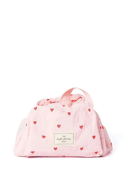 Debenhams Drawstring Makeup Bag in Sweet Pink Hearts Parachute - Multicolor - Size: One Size